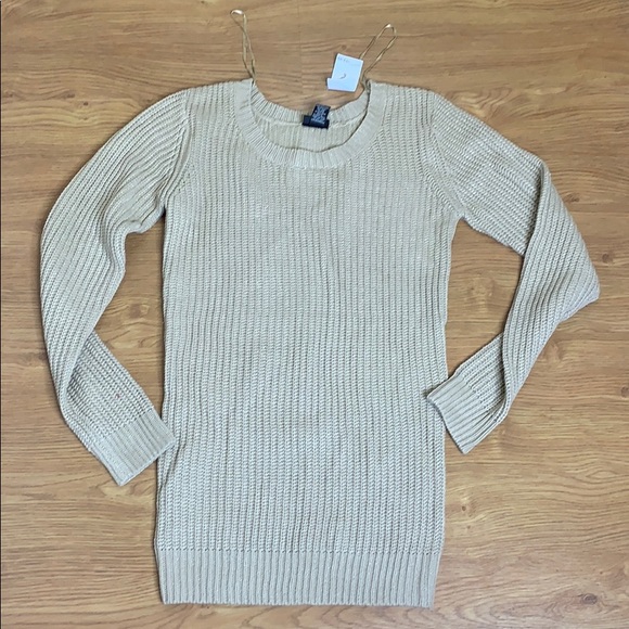 Rue 21 Dark Cream Gold Long Sleeve Sweater Small - Picture 1 of 6